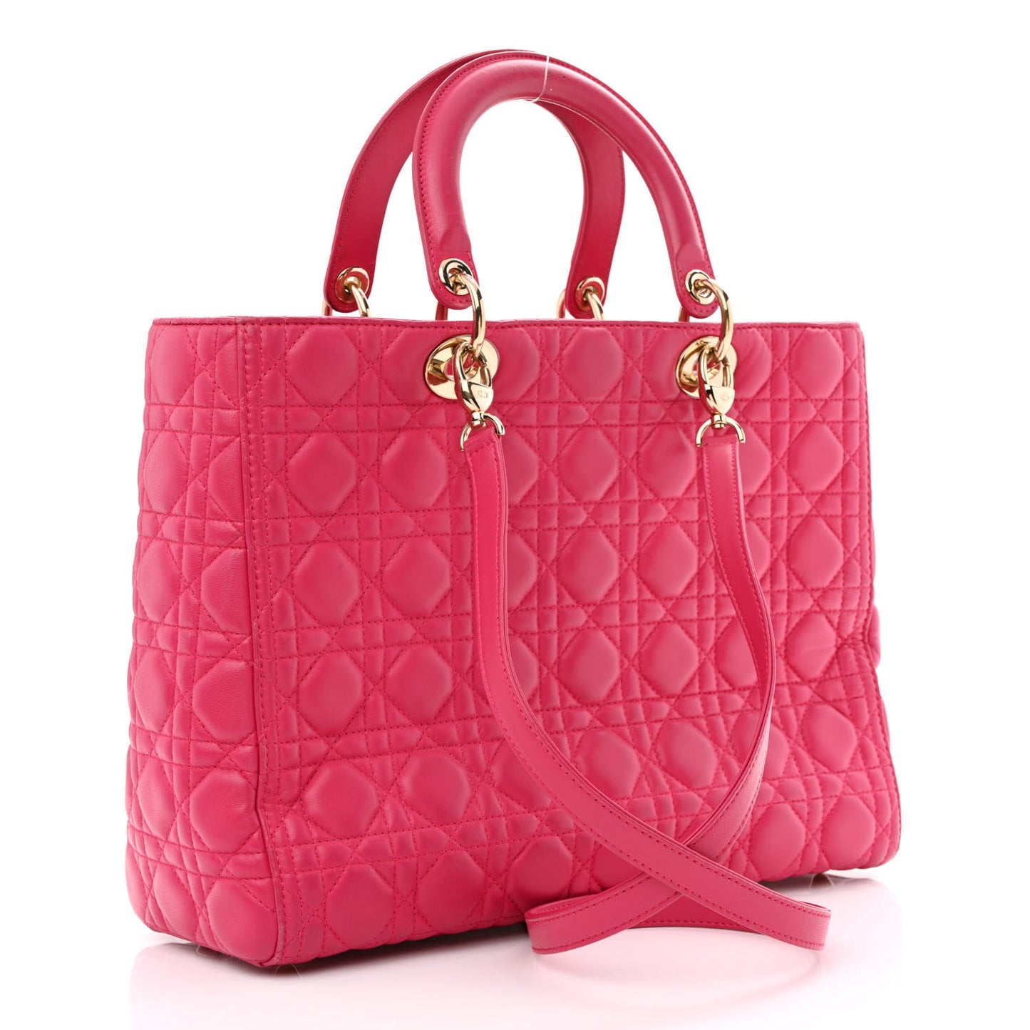 Lambskin Cannage Large Lady Dior Fuchsia