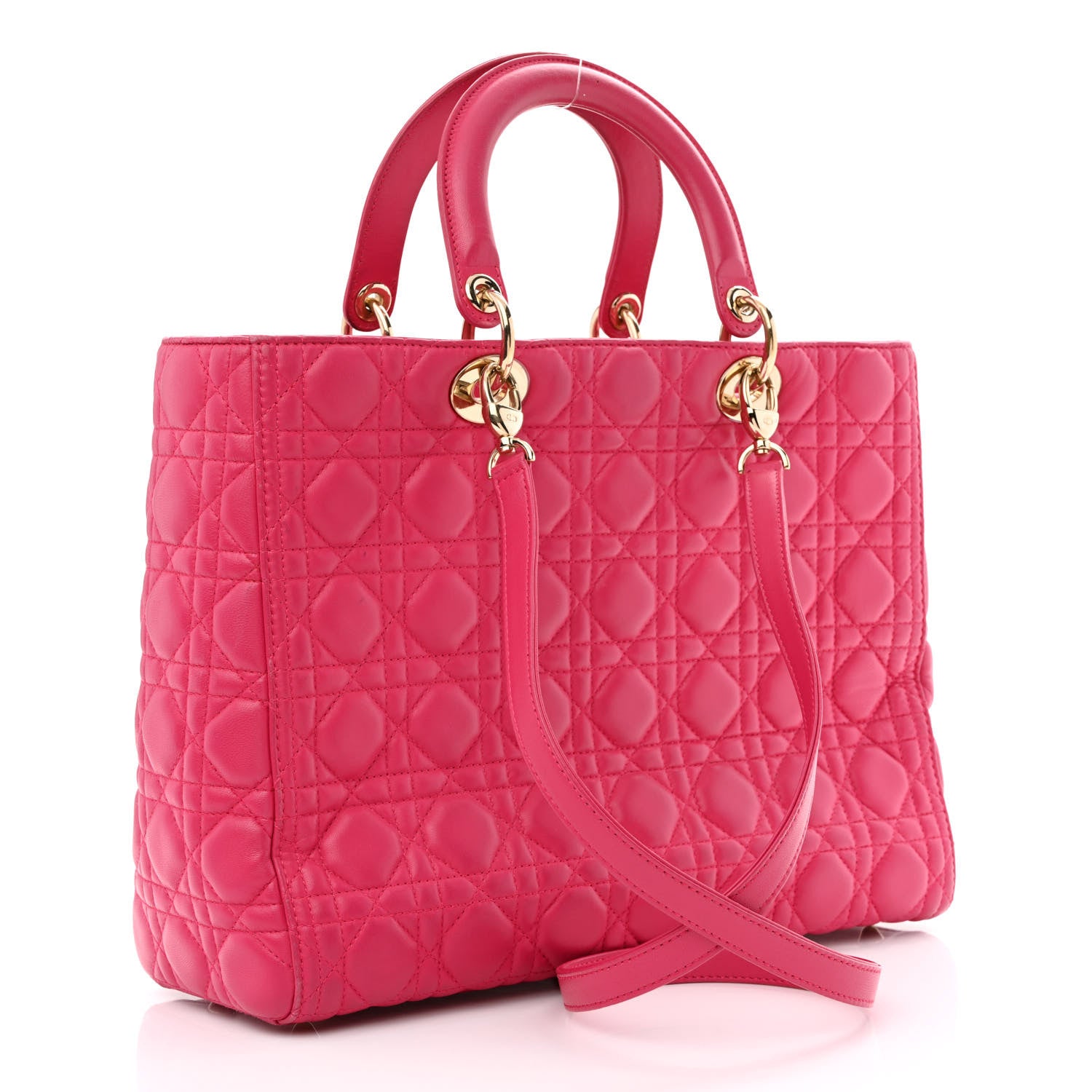 Christian Dior Lambskin Cannage Large Lady Dior Fuchsia 3 of 21
