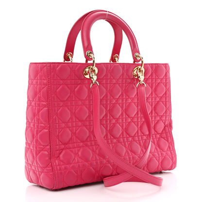 Christian Dior Lambskin Cannage Large Lady Dior Fuchsia 3 of 21