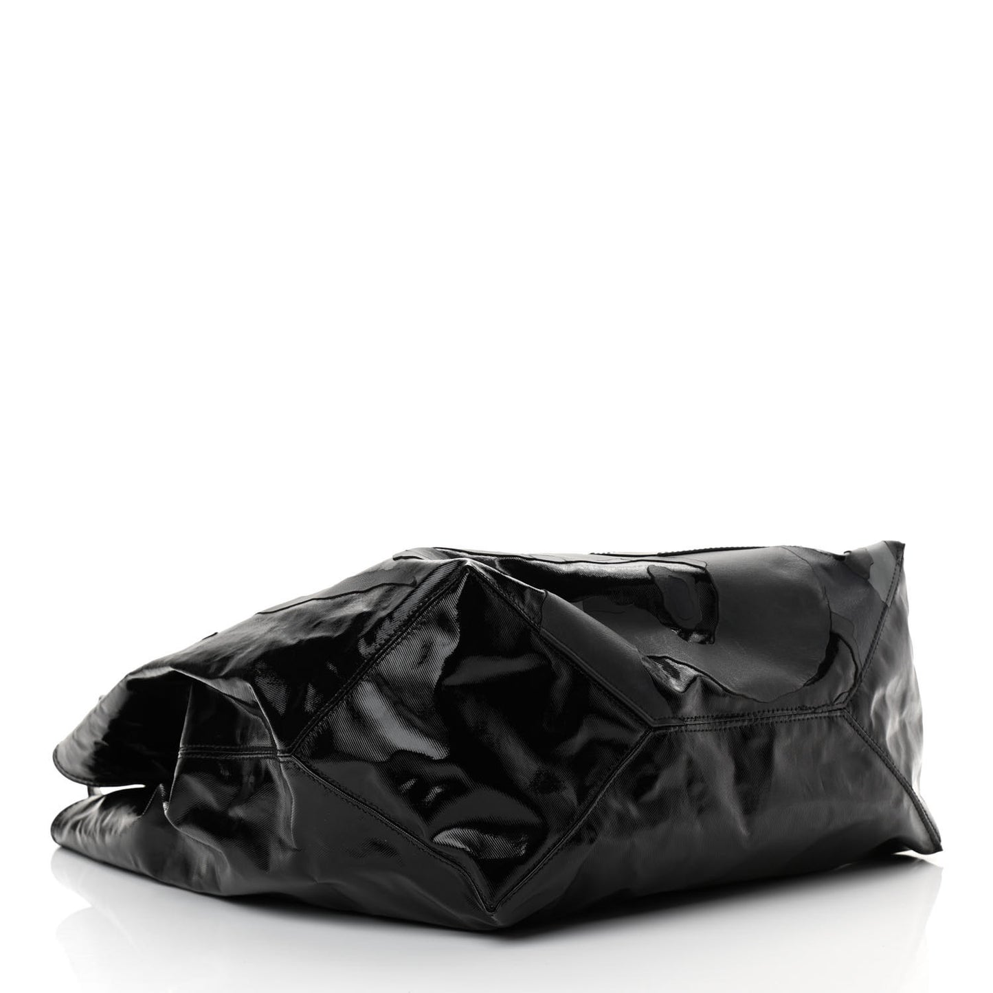 Coated Canvas Camo Embossed Dragon Vertical Tote Black
