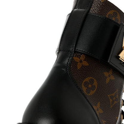 Louis Vuitton Calfskin Monogram Wonderland Flat Ranger Boots 39 Black 9 of 13
