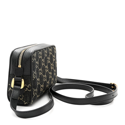 Gucci Jacquard Black Denim GG Monogram Textured Dollar Calfskin Mini Ophidia Shoulder Bag Black Ivory 3 of 8