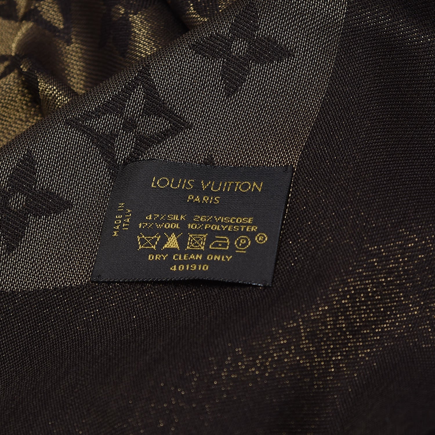 Louis Vuitton Silk Lurex Wool Monogram Shine Shawl Brown 4 of 4