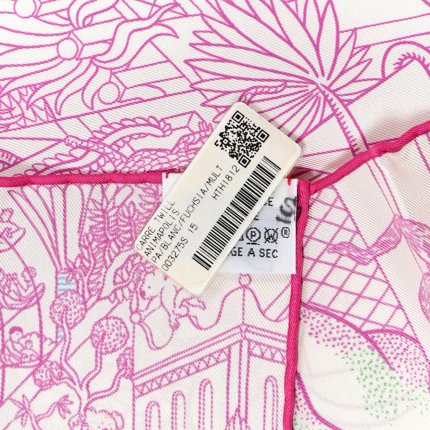 Hermes Silk Animapolis Scarf 90 White Fuchsia Multicolor 5 of 5