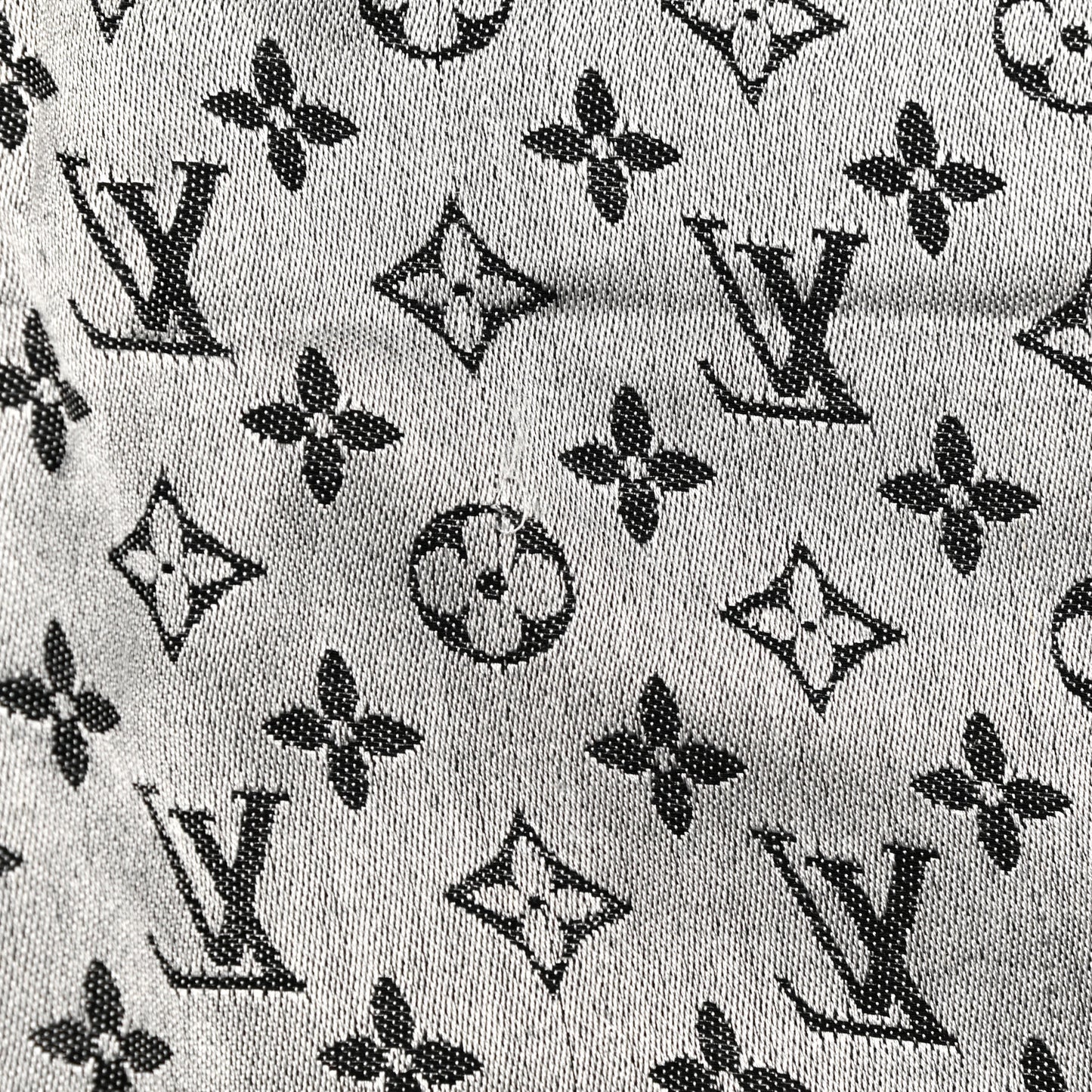 Silk Wool Monogram Denim Shawl Black