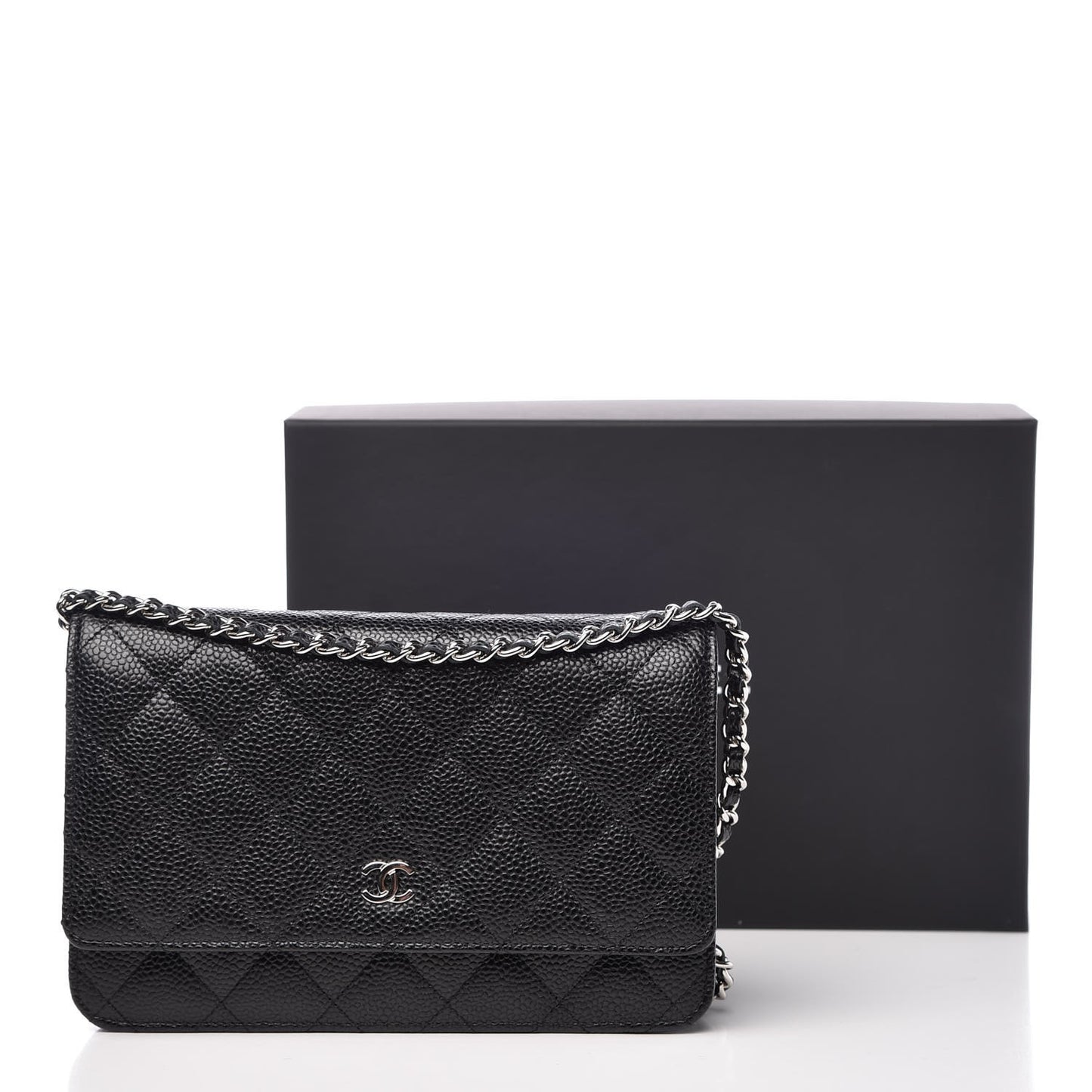 Caviar Quilted Wallet On Chain WOC Black