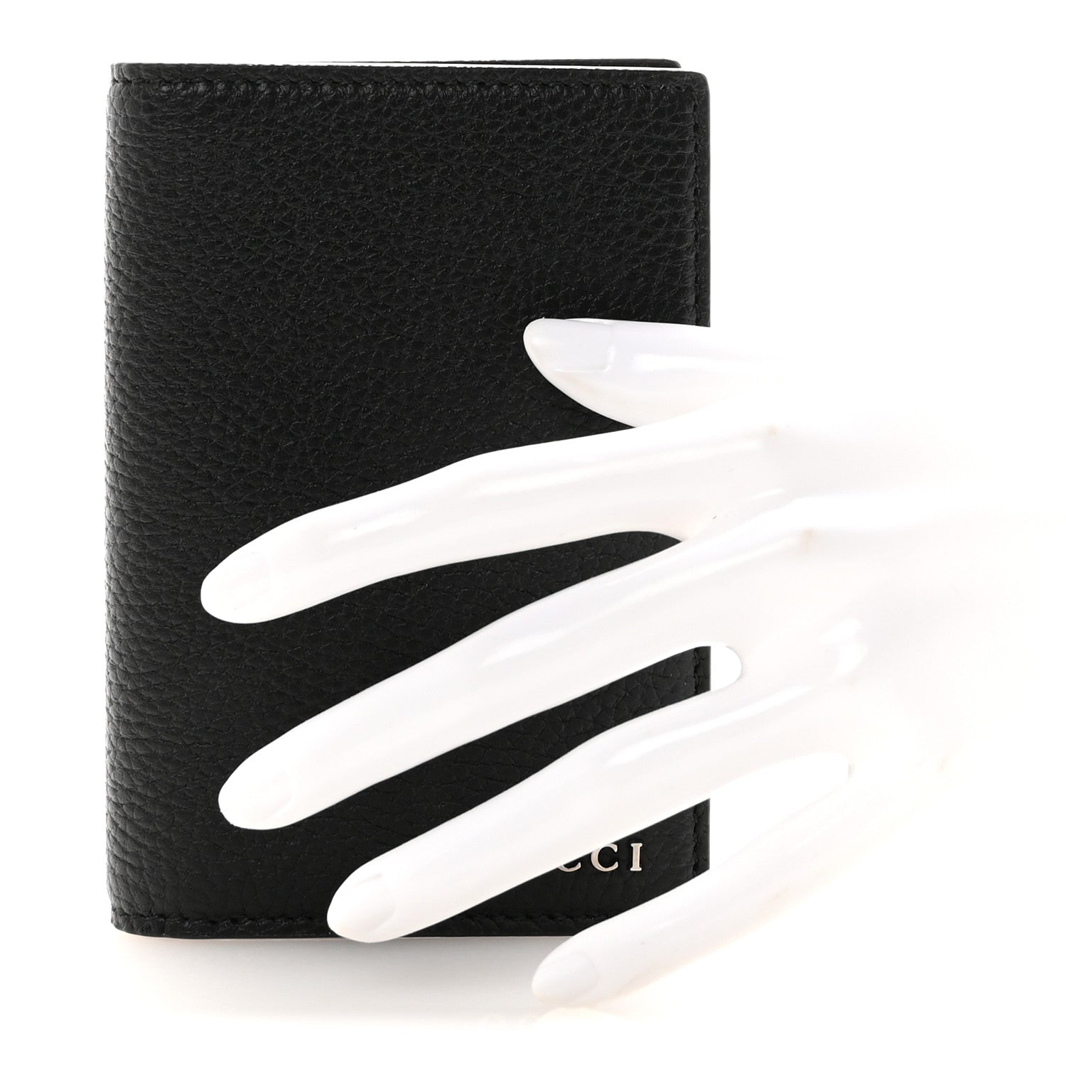 Gucci Piuma Calfskin Logo Passport Case Black 2 of 7