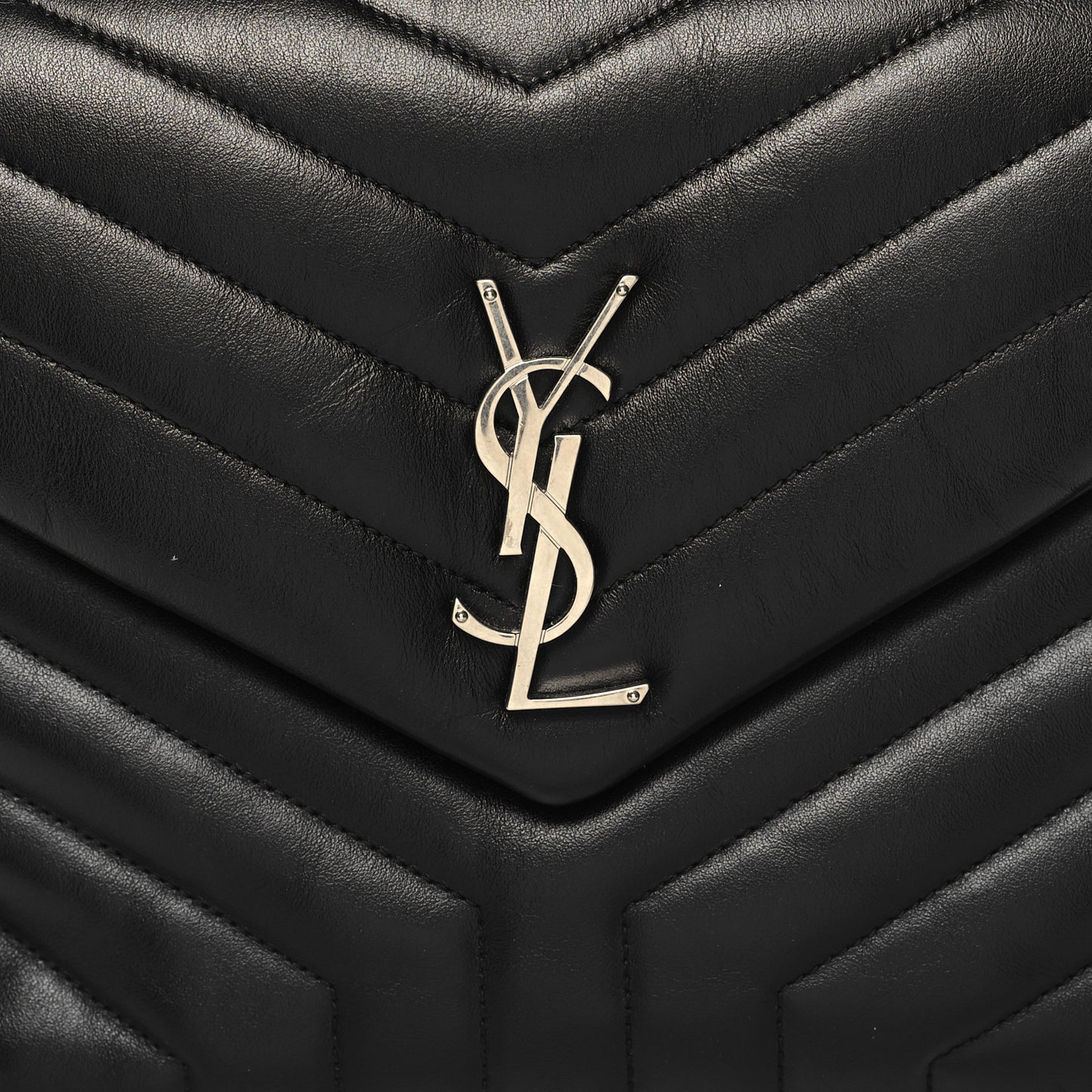 Calfskin Y Quilted Monogram Medium Loulou Chain Satchel Black