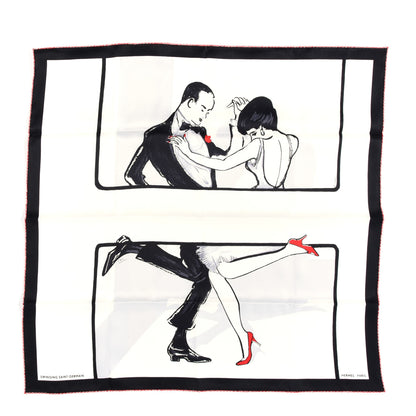 Hermes Silk Swinging Saint Germain Scarf 70 White Black Rouge 1 of 5