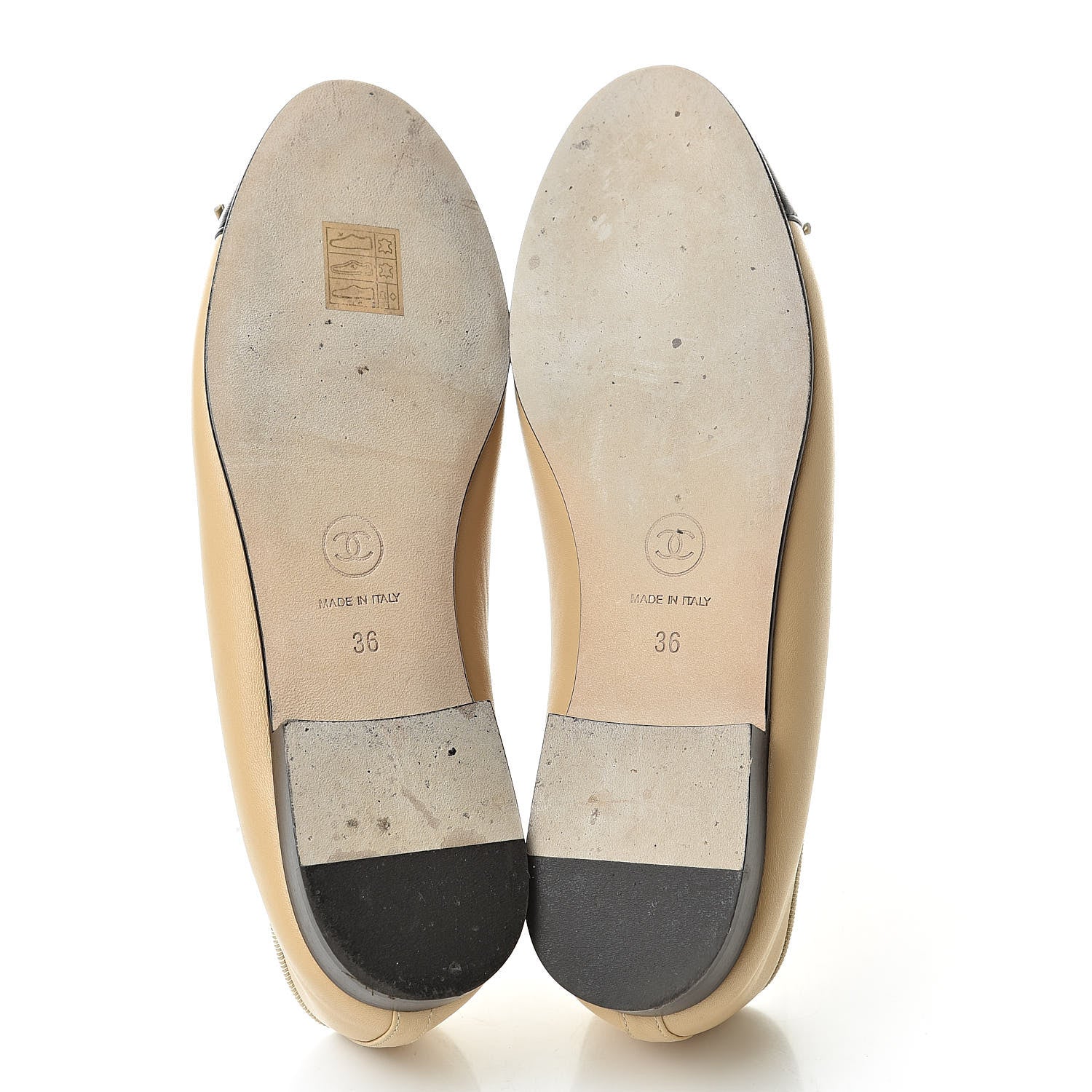 Chanel Lambskin Cap Toe CC Ballerina Flats 36 Beige Black 5 of 13