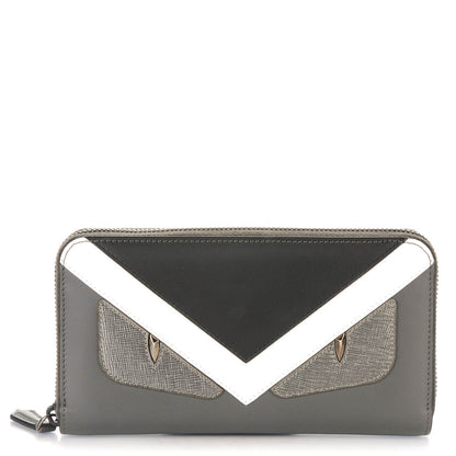 Fendi Vitello Elite Monster Bag Bug Zip Around Wallet Asphalt 1 of 8