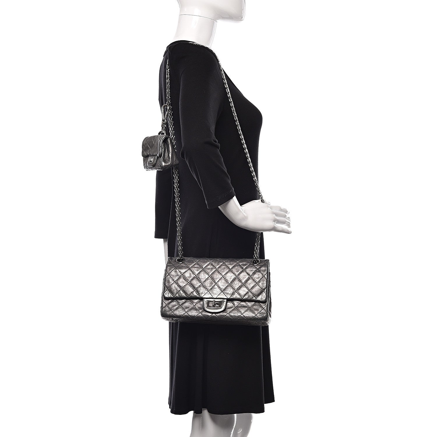 Chanel Metallic Aged Calfskin Quilted 2.55 Reissue 225 Flap Dark Silver 2 of 16