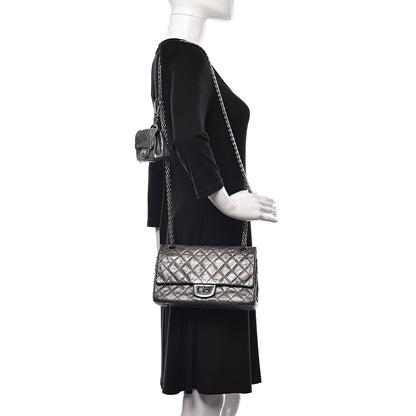 Chanel Metallic Aged Calfskin Quilted 2.55 Reissue 225 Flap Dark Silver 2 of 16