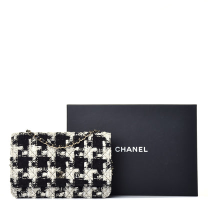 Chanel Tweed Quilted Wallet On Chain WOC Black Ecru White 10 of 10