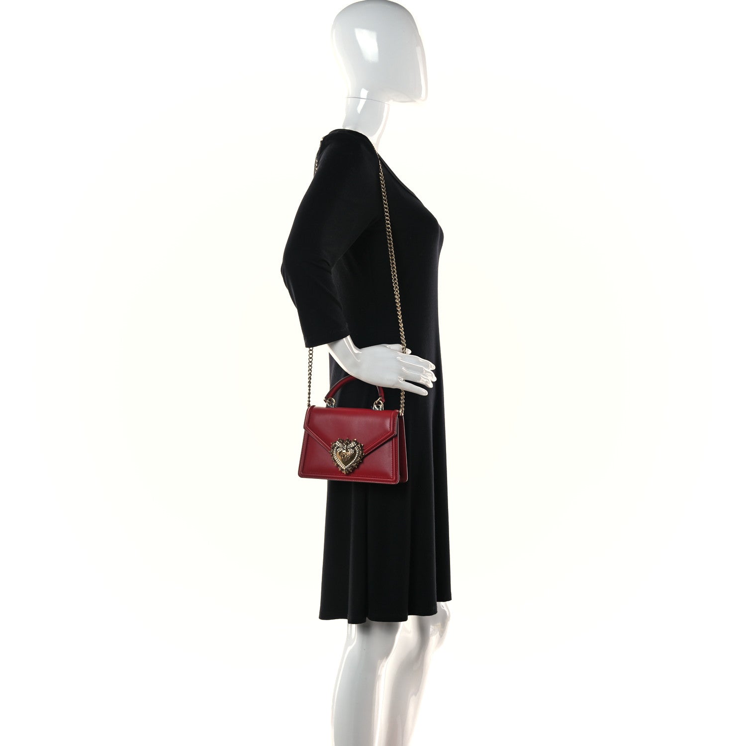 Dolce & Gabbana Smooth Calfskin Small Devotion Envelope Top Handle Bag Red 2 of 10
