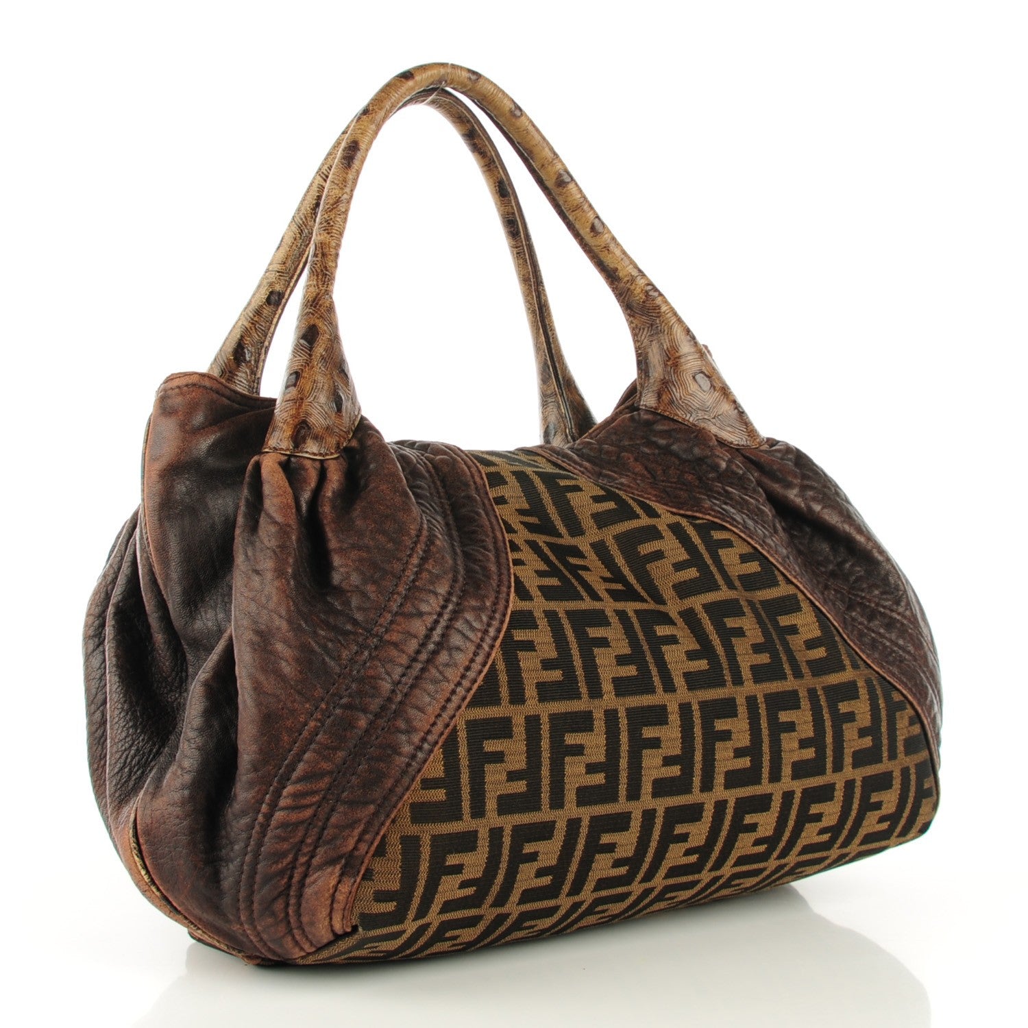 Fendi Zucca Nappa Nuvolata Vitello Tortuga Spy Tobacco Moro 3 of 9