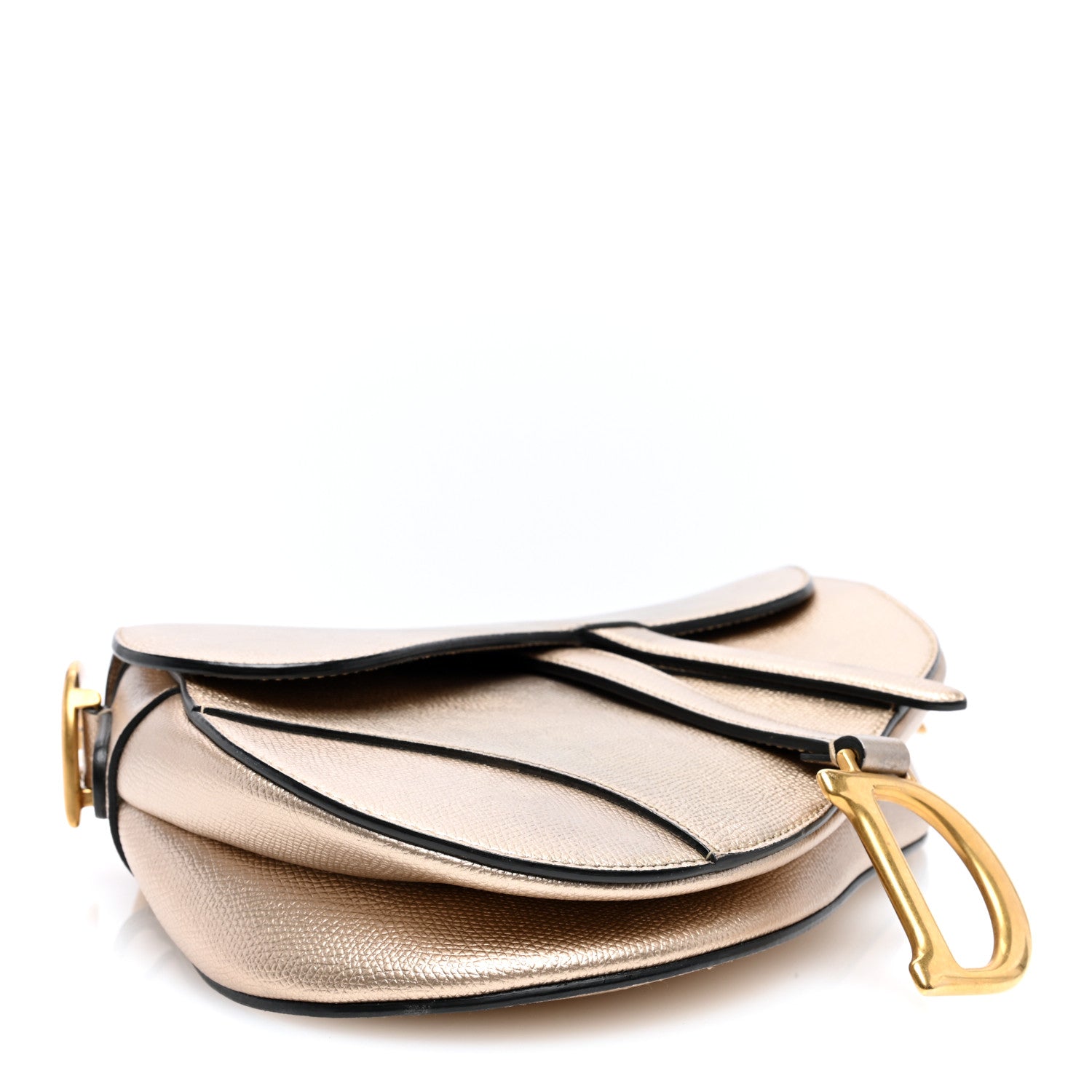 Christian Dior Metallic Grained Calfskin Saddle Bag Gold 4 of 12