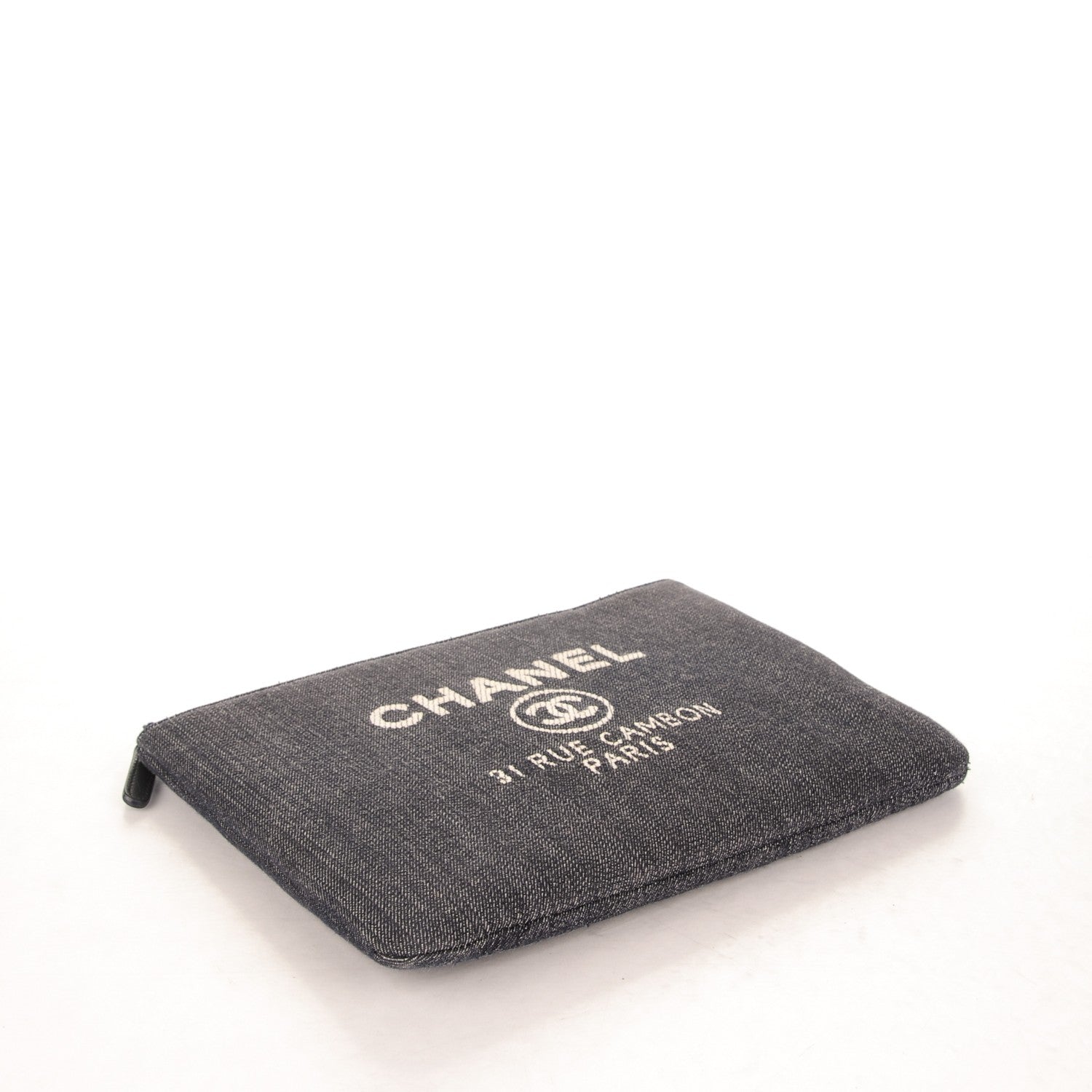 Chanel Denim Large Deauville Pouch Dark Blue 4 of 7