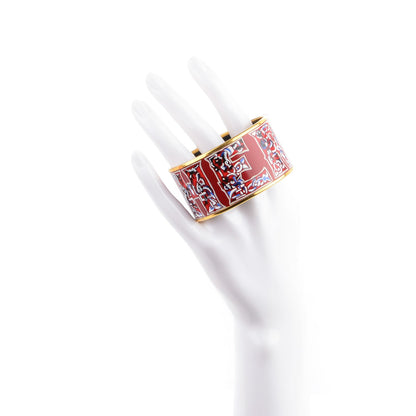 Hermes Enamel Printed Alphabet Russe Extra Wide Bracelet 65 2 of 5