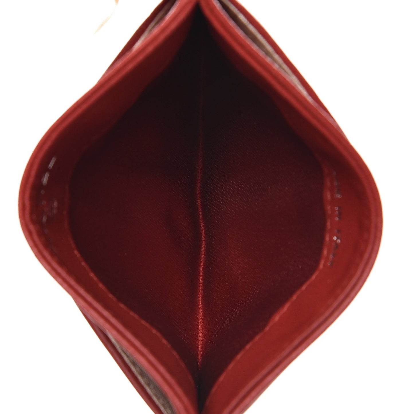 Lambskin Camellia Embossed Card Holder Red