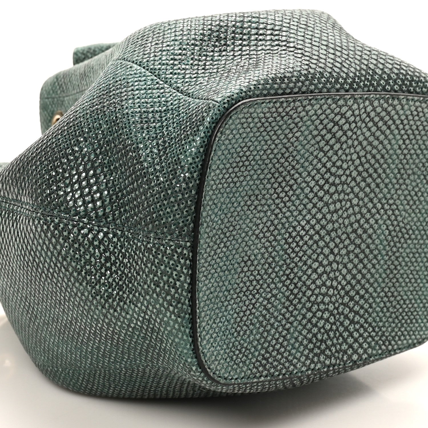 Bulgari Metallic Karung Serpenti Forever Bucket Bag Emerald Green 14 of 17