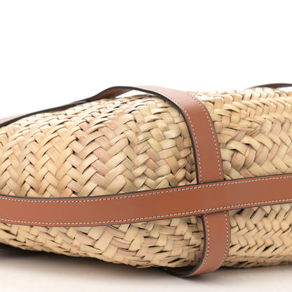 Celine Raffia Calfskin Large Gridded Basket Tote Tan 9 of 10