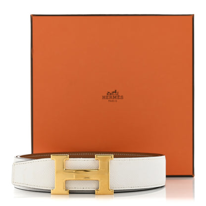 Hermes Epsom 32mm H Belt 100 40 White Gold 7 of 7