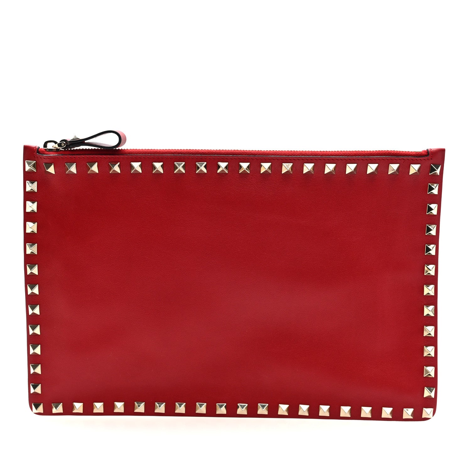Valentino Garavani Vitello Large Rockstud Zip Pouch Red 1 of 6