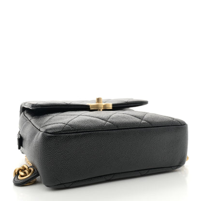 Chanel Shiny Caviar Quilted Chain Melody Backpack Black 4 of 11