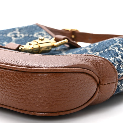 Gucci New Denim GG Monogram Calfskin Mini Jackie 1961 Hobo Blue Tea Cuir 9 of 10