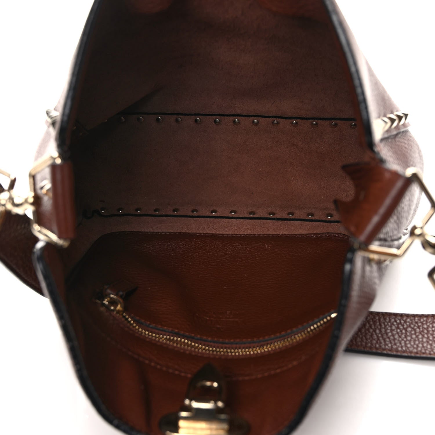 Valentino Garavani Pebbled Calfskin Small Rockstud Flip-Lock Messenger Bag Light Brown 5 of 11
