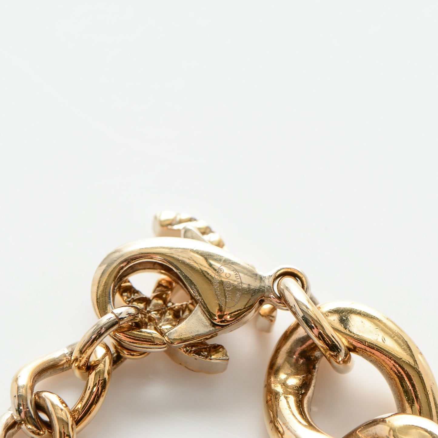 Crystal CC Chain ID Bracelet Gold