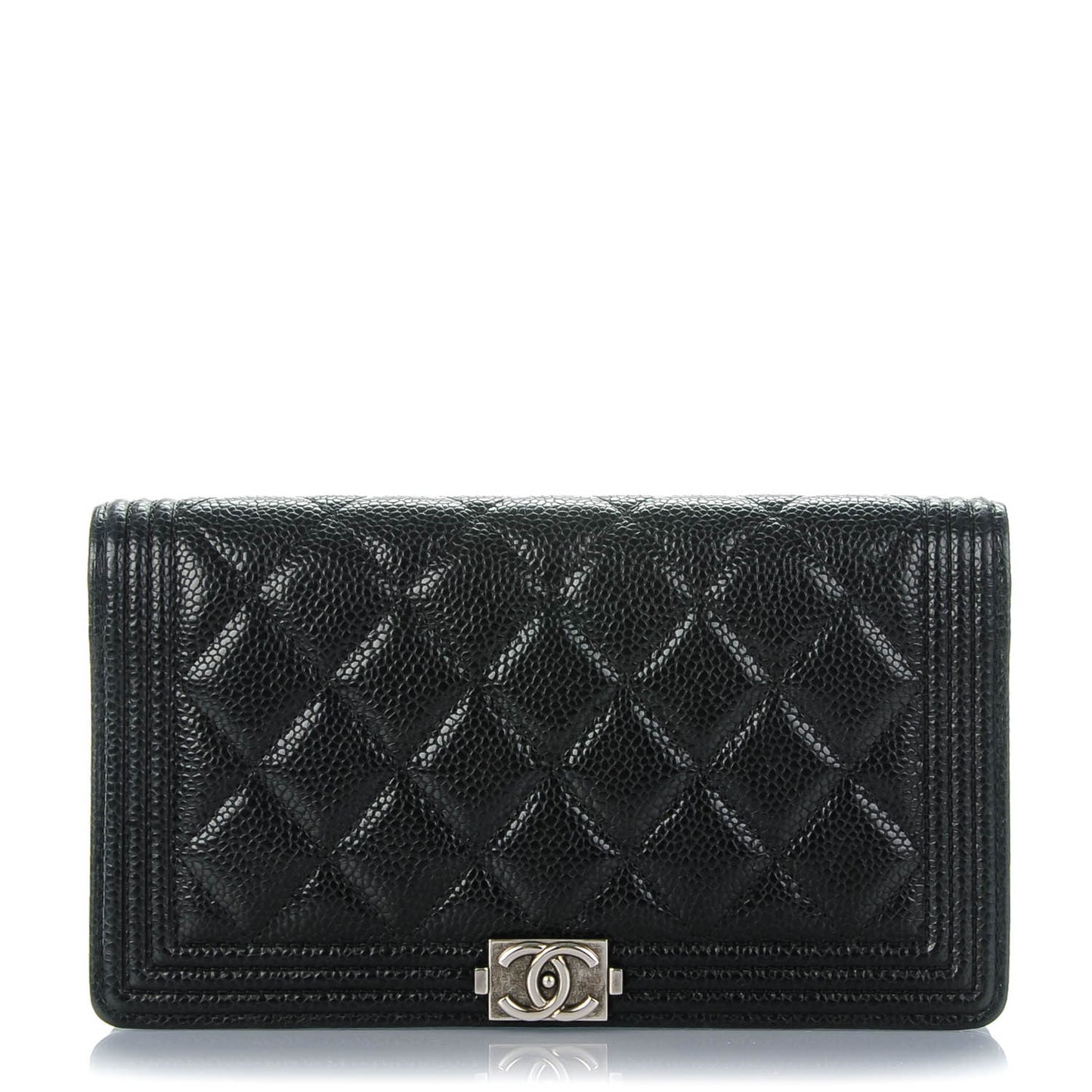 Caviar Quilted Boy Yen Wallet Black