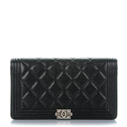 Chanel Caviar Quilted Boy Yen Wallet Black 1 of 8