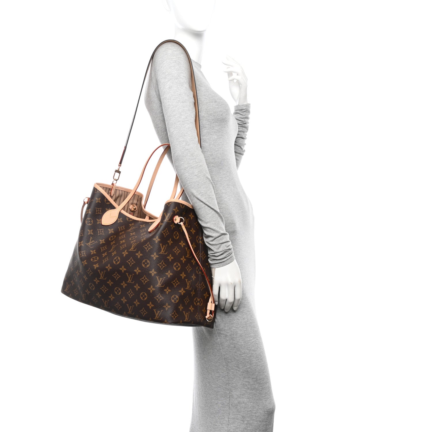 Louis Vuitton Monogram Stamped Inside Out Neverfull Bandouliere GM Beige 2 of 9