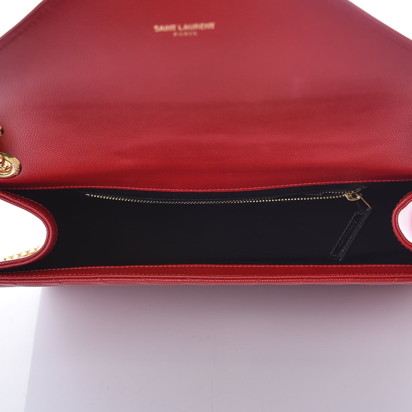Grain De Poudre Matelasse Chevron Large Monogram Satchel Lipstick Red