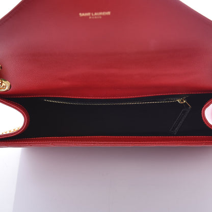Saint Laurent Grain De Poudre Matelasse Chevron Large Monogram Satchel Lipstick Red 5 of 6