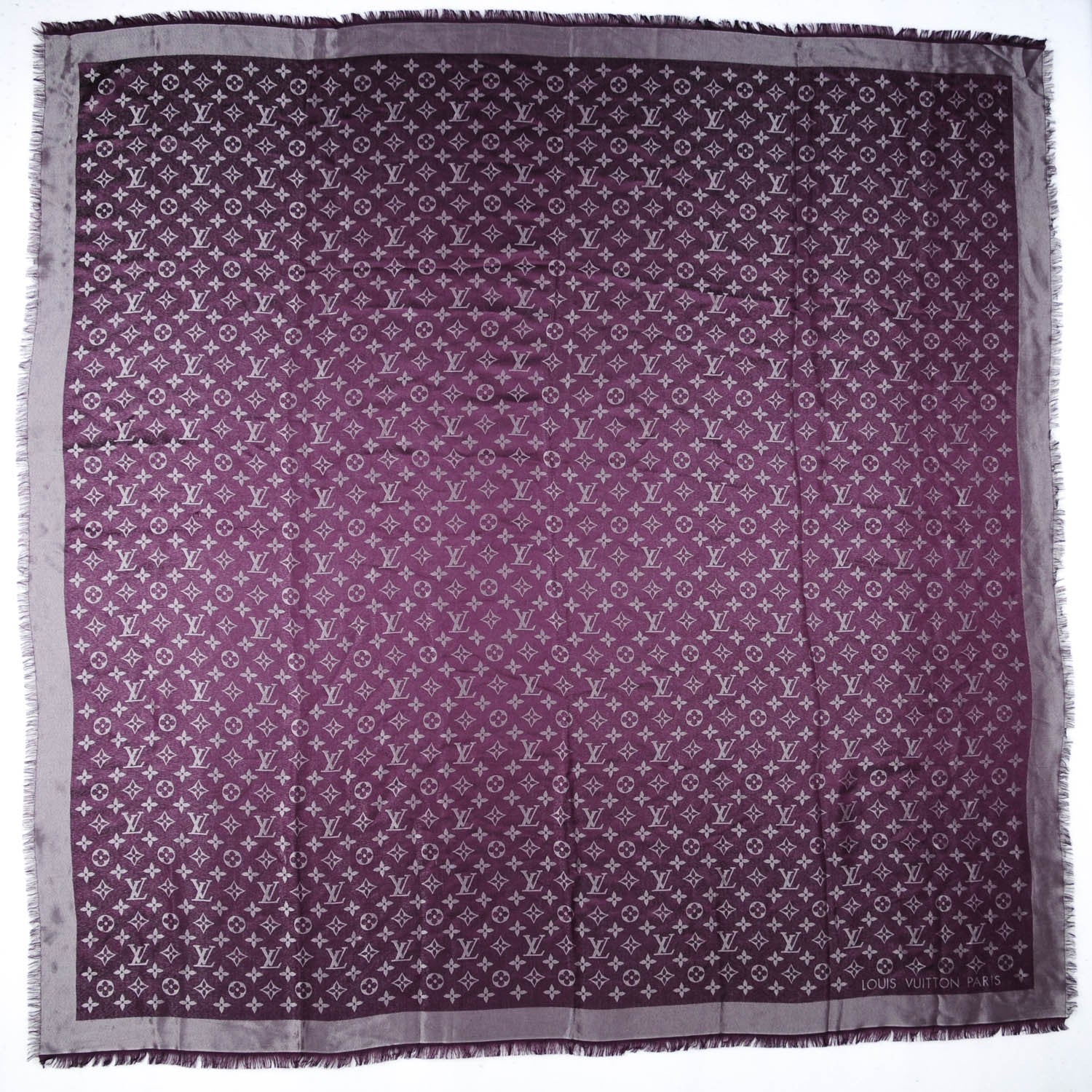 Louis Vuitton Silk Lurex Wool Monogram Shine Shawl Amarante 3 of 5