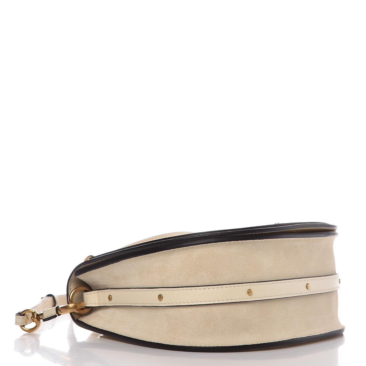 Calfskin Suede Medium Nile Bracelet Bag Off White