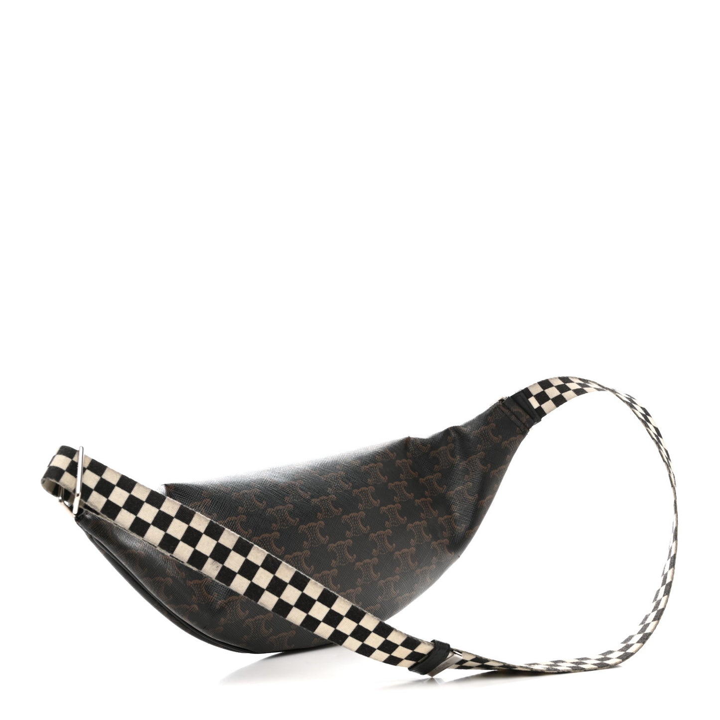 Triomphe Logo Canvas Checker Belt Bag Black