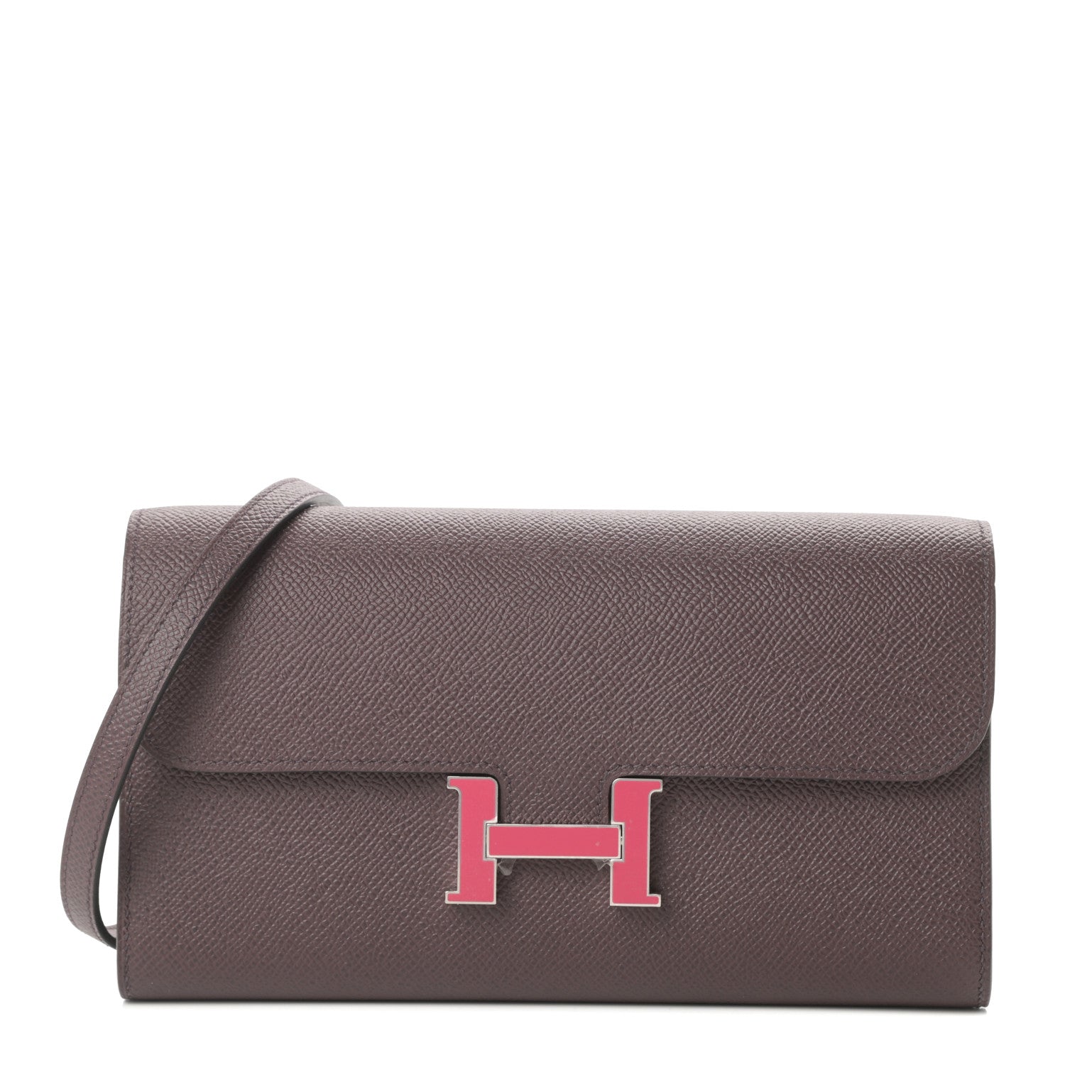 Hermes Epsom Enamel Constance Long Wallet To Go Wallet Rouge Sellier Framboise 1 of 11