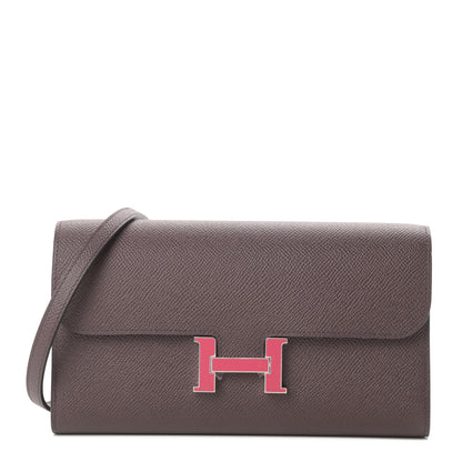 Hermes Epsom Enamel Constance Long Wallet To Go Wallet Rouge Sellier Framboise 1 of 11