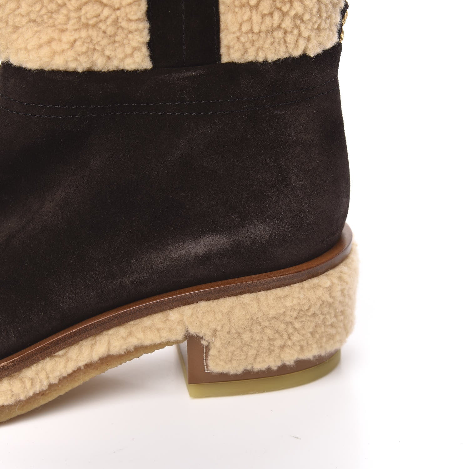Chanel Shearling Suede Calfskin High Boots 36.5 Brown Beige 9 of 9