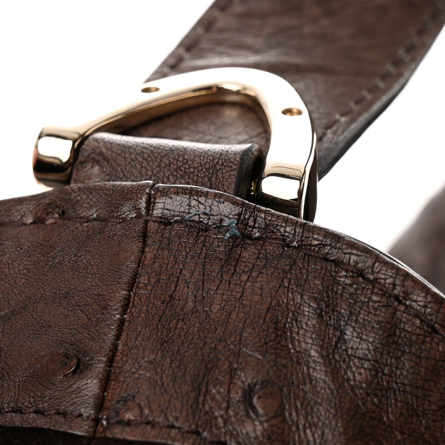 Ostrich Large Soft Stirrup Shoulder Bag Brown
