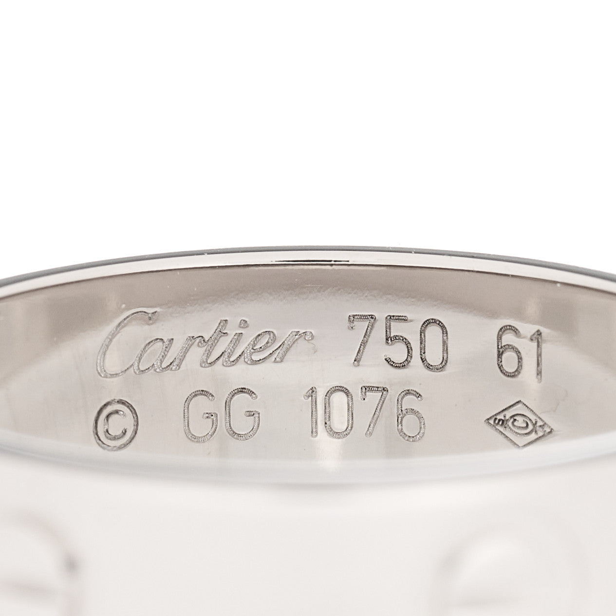 Cartier 18K White Gold 6mm LOVE Ring 61 9.5 3 of 3