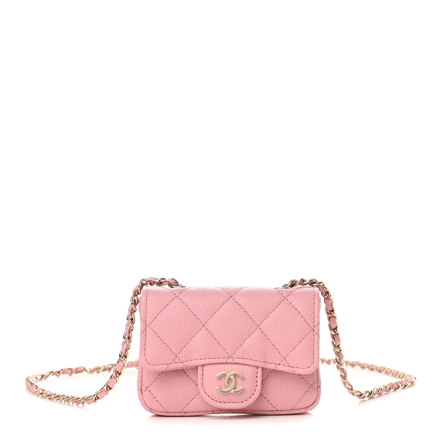 Caviar Quilted Mini Chain Belt Bag Pink