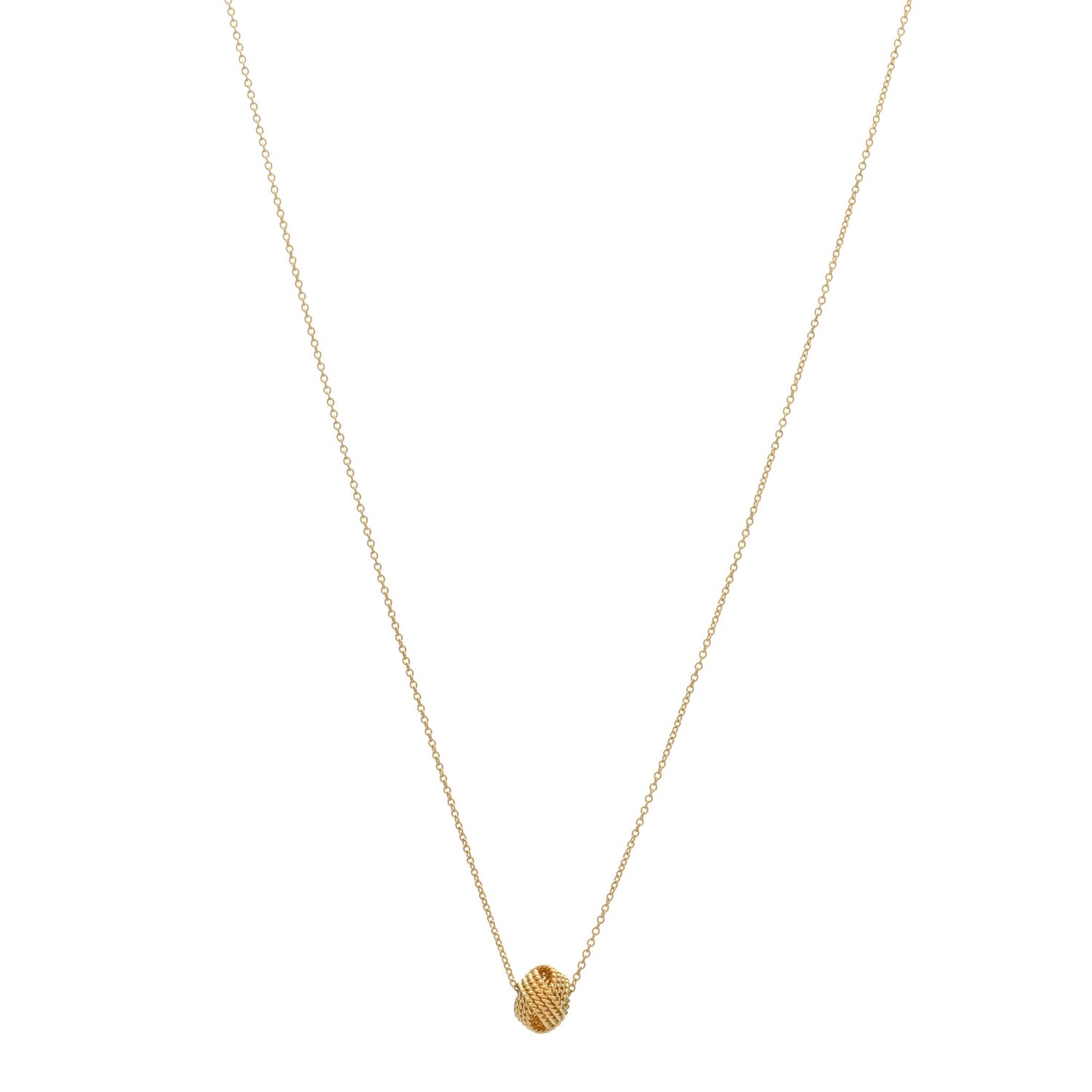 18K Yellow Gold Twist Knot Pendant Necklace