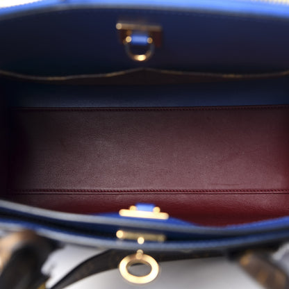 Louis Vuitton Calfskin Monogram City Steamer MM Blue Burgundy White 4 of 8
