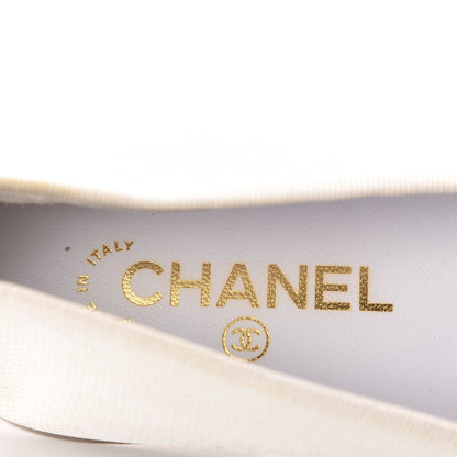 Chanel Fabric Glitter Grosgrain Cap Toe CC Ballerina Flats 41 White Black 7 of 13