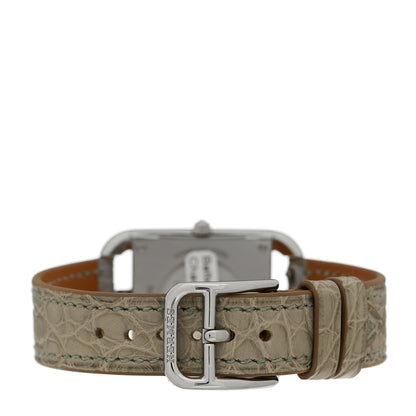 Hermes Stainless Steel Alligator Diamond Mother of Pearl 23mm Cape Cod Quartz Watch Gris Perle 3 of 5